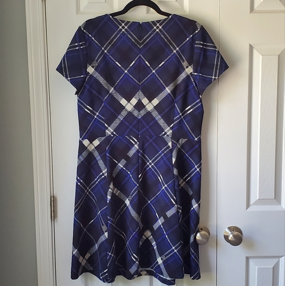 Vince Camuto Plaid Dress Blue Black - Picture 4 of 10